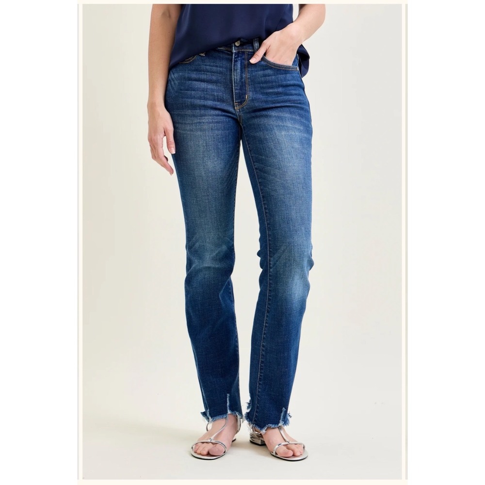 Judy Blue Daisy Raw Hem Bootcut Jeans Sz 31 Stretch Western Y2K Coastal Cowgirl - Picture 1 of 11